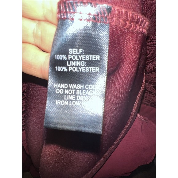 Lulus Angel in Disguise Burgundy Lace Lined Skater Dress Holiday New Year L NEW - Picture 11 of 11